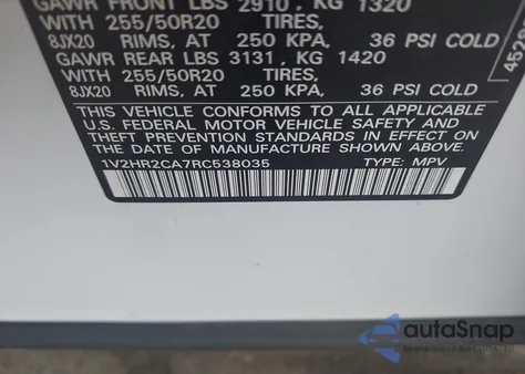 2024 Volkswagen Atlas 2.0T Se W/Technology from USA, damaged, VIN 1V2HR2CA7RC538035